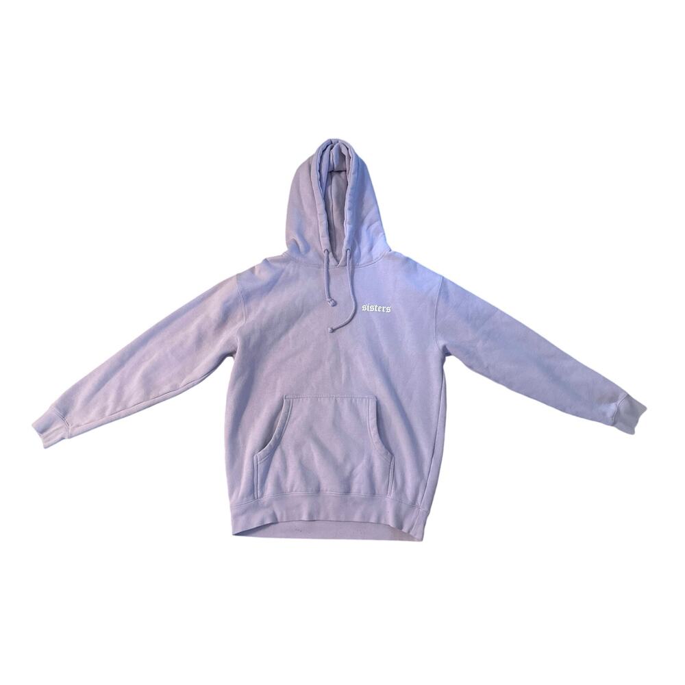 Women M Sisters Apparel Purple Pullover Sweatshirt Hoodie Cotton Logo Printed